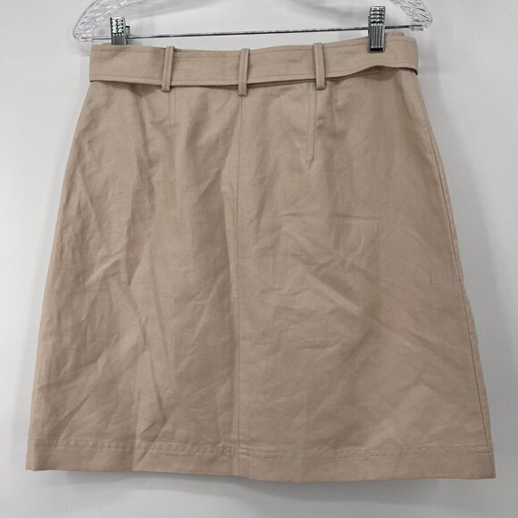 Ann Taylor Khaki Belted Linen Blend A-Line Skirt NWT - Picture 2 of 8